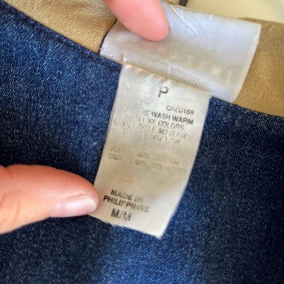 VTG Jantzen Denim Chore Coat Faux Suede Trim Utility Jacket M - Picture 7 of 8